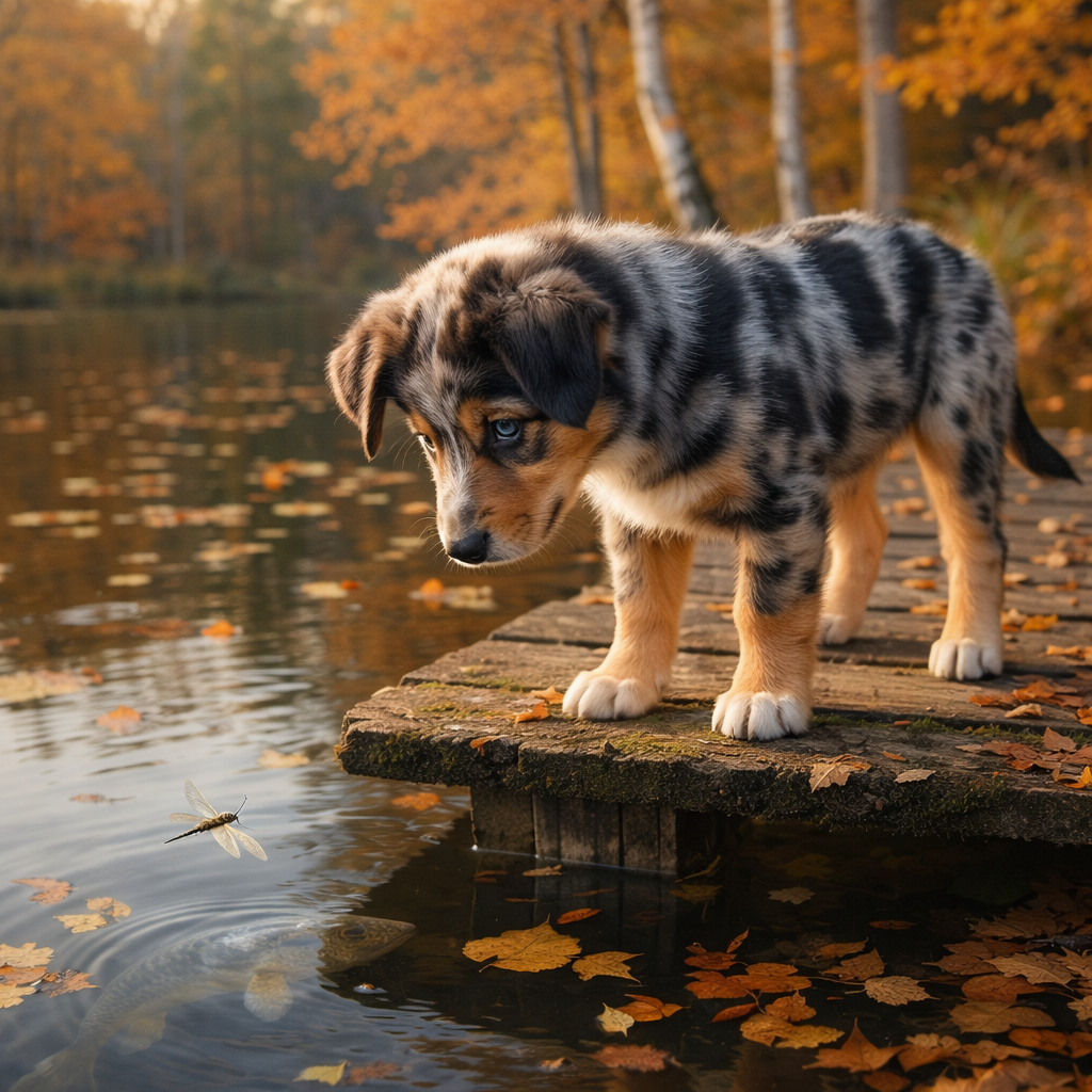 Australian Shepherd Welpe Haviel – Neugier am stillen Waldrand