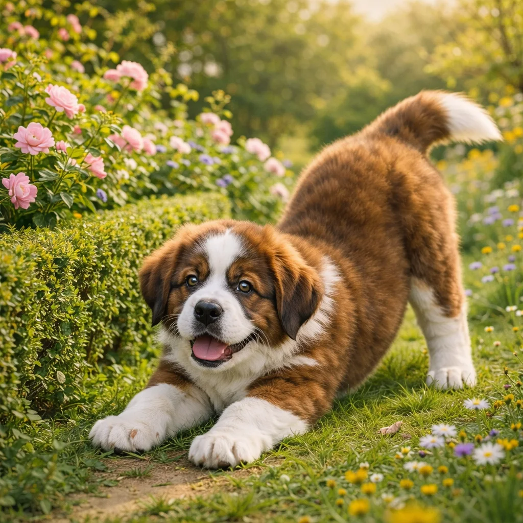 Das tiefe Spielverbeugen vor der Gartenhecke