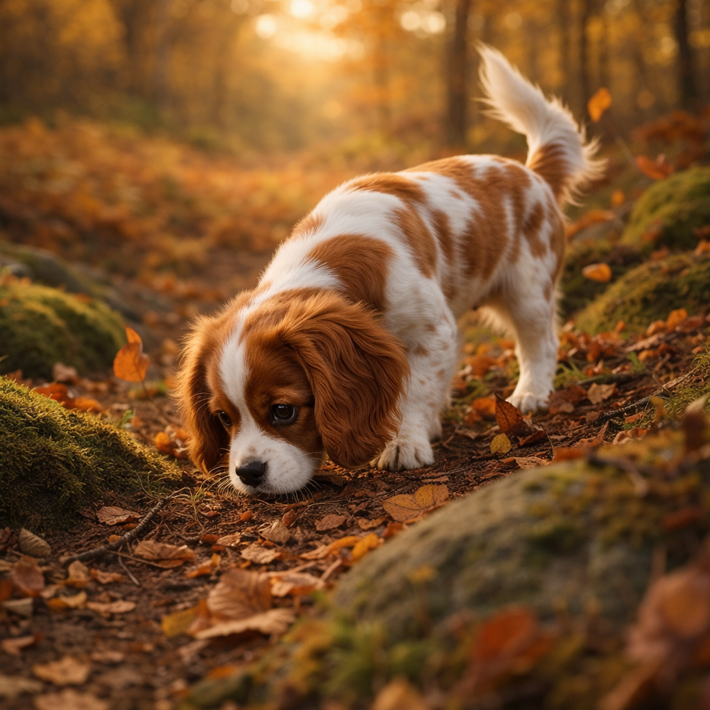Cavalier King Charles Spaniel Welpe Tavino – Spurensuche im bunten Laub