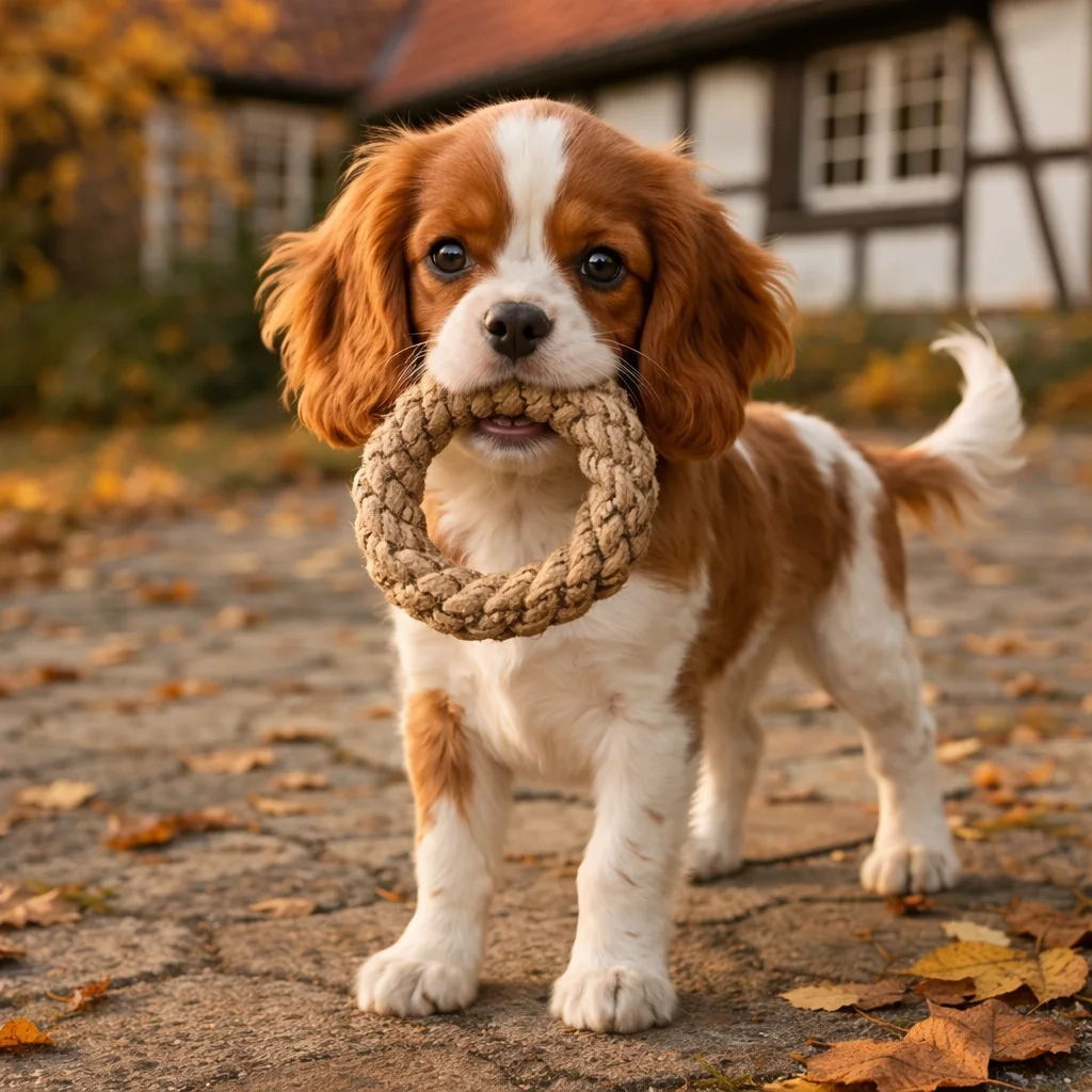 Cavalier King Charles Spaniel Welpe Ulvina – Geflochtener Ring und leises Knabbern