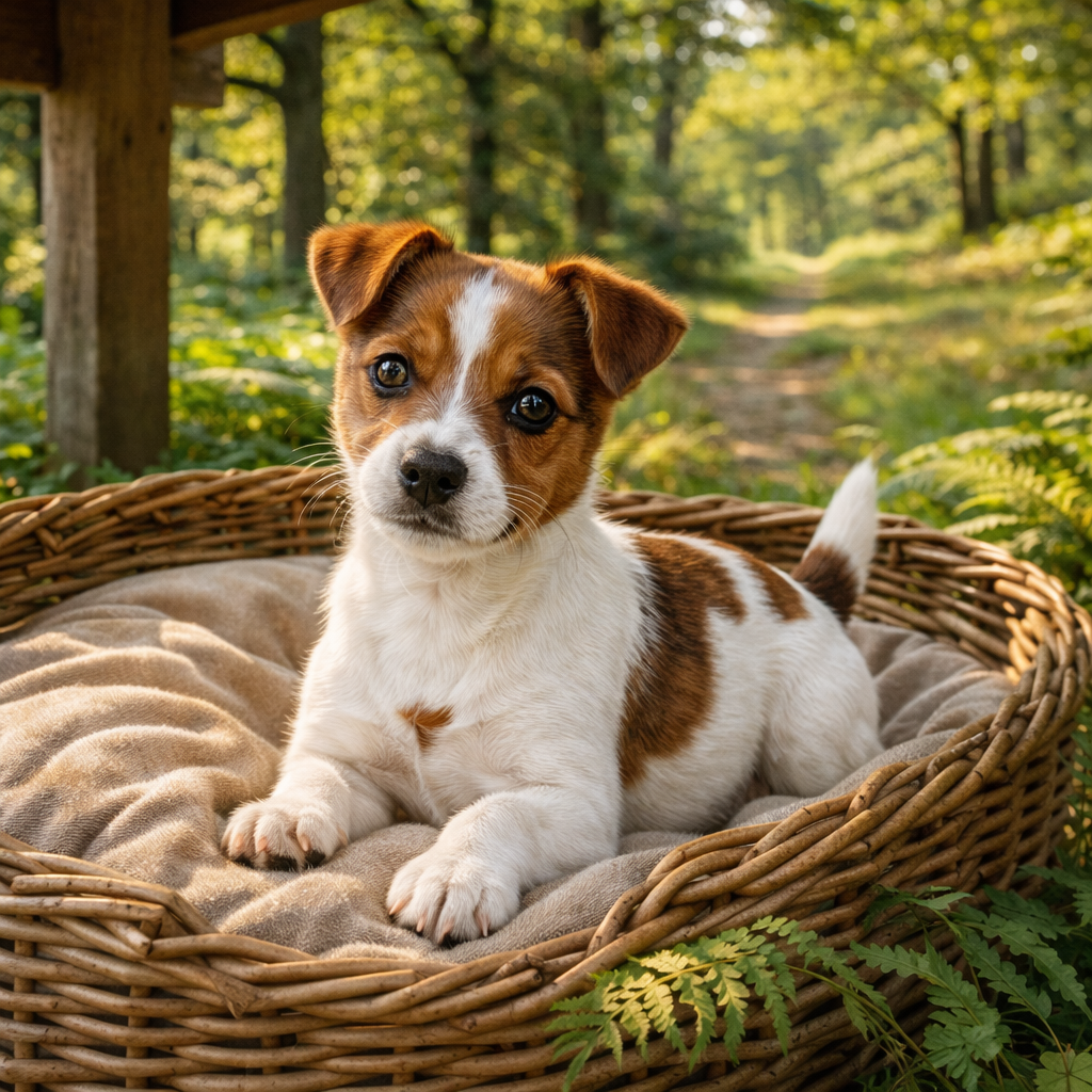 Jack Russell Terrier Welpe Knirpsel – Knirpsel genießt Ruhe im Eichenhain