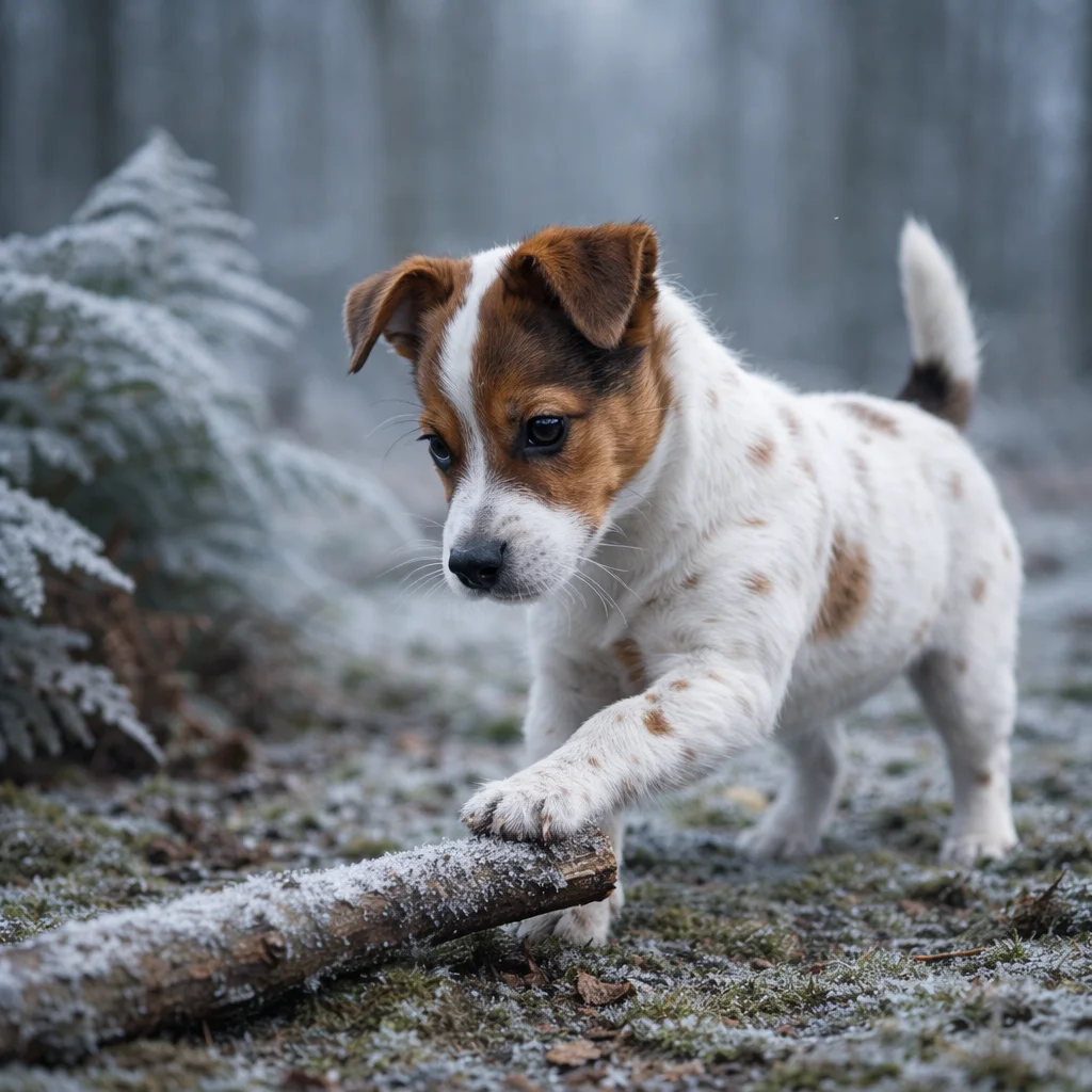 Jack Russell Terrier Welpe Tibbo – Der geheimnisvolle Stock im Moosgrund