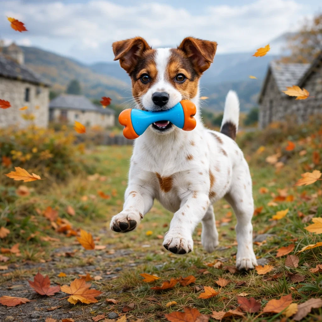 Jack Russell Terrier Welpe Tibbo – Kleine Sprünge auf dem grasigen Weg