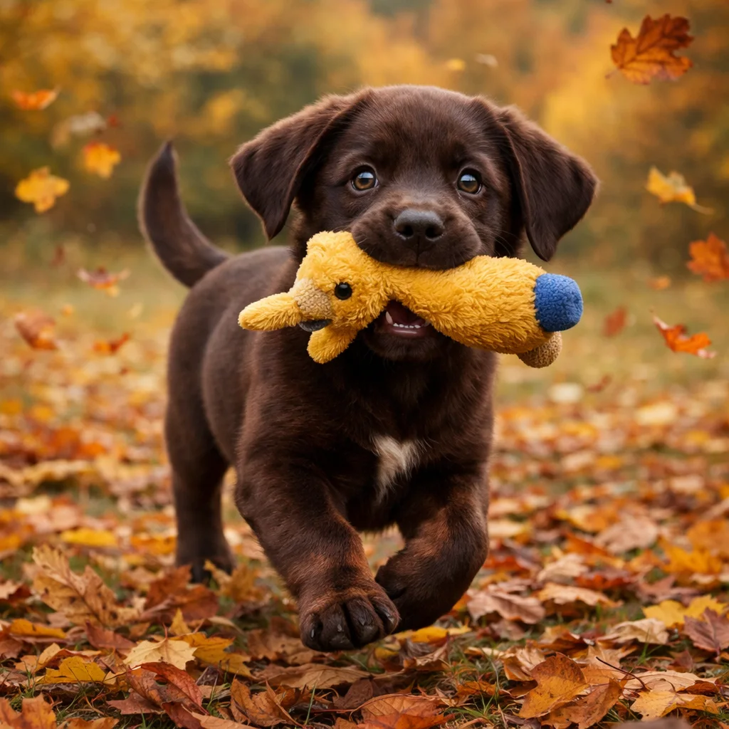 Labrador Retriever Welpe Vellaro – Das quietschende Lieblingsspielzeug im Laub