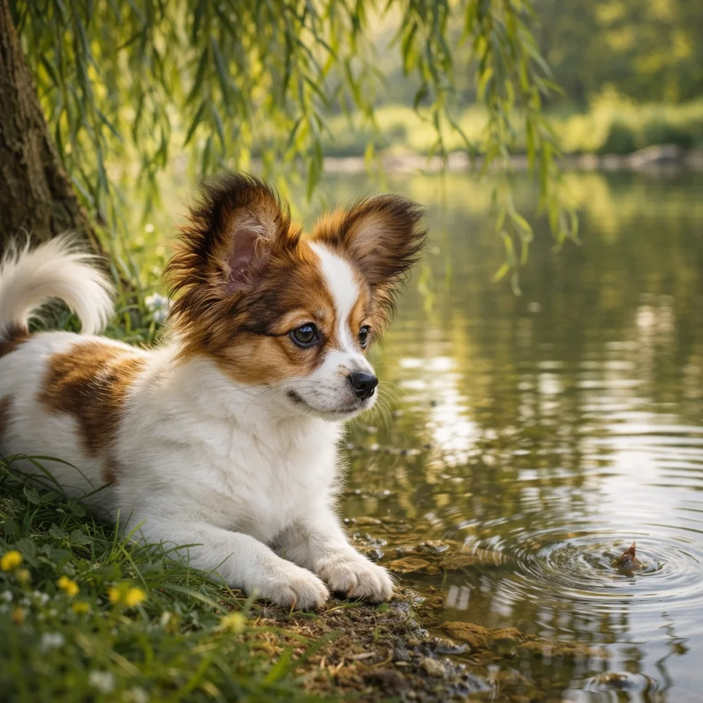 Das spiegelnde Wasser unter der Weide