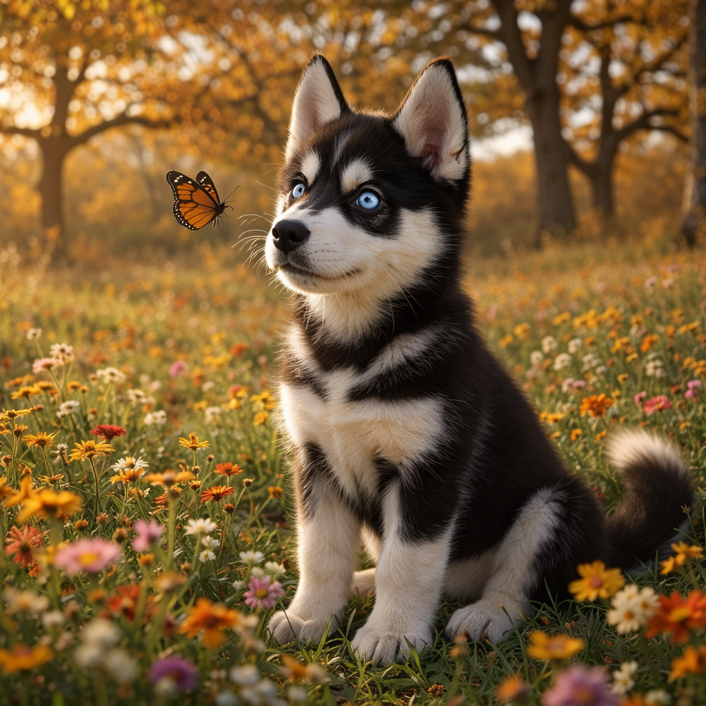 Siberian Husky Welpe Zaylen – Der Schmetterling vor den eisblauen Augen