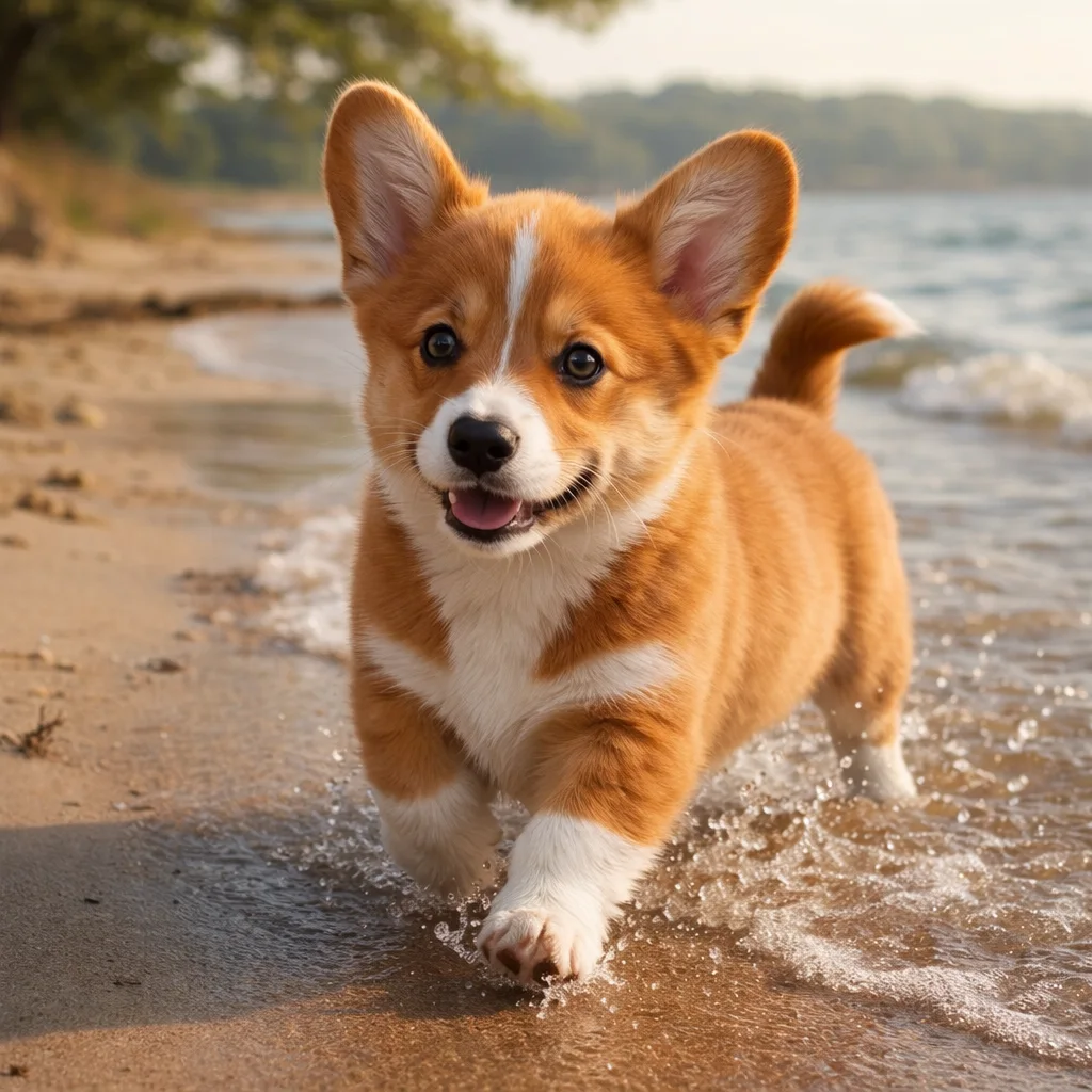 Welsh Corgi Welpe Delfryn – Spritzige Entdeckungen am Strandrand