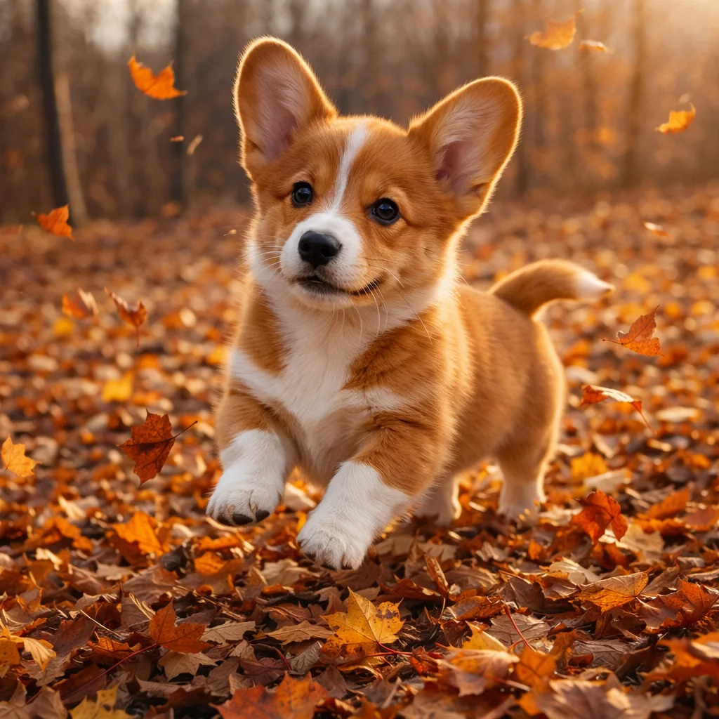 Welsh Corgi Welpe Delfryn – Wirbelnde Blätter und flinke Pfoten