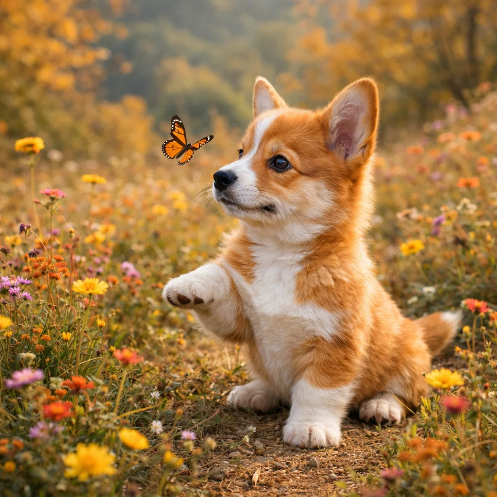 Welsh Corgi Welpe Ylvena – Das zarte Flattern vor der Nase